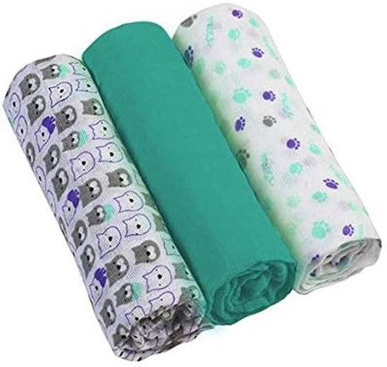 Mousseline Luiers - Spuugdoeken - Babyverzorging - Zeer zacht - 100x100 cm - Mint/Beer