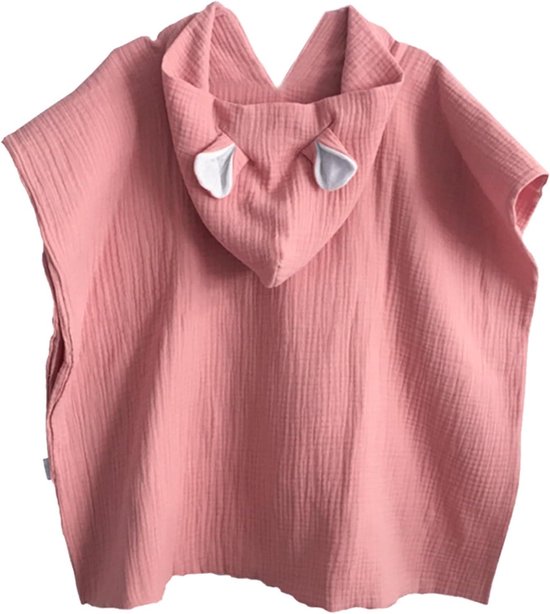 Mousseline Poncho Baby - Kinder Poncho Handdoek - Na Zwemmen Drogen - Dubbele Laag Mousseline - 68 cm Breed