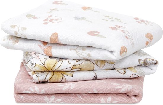 Mousseline Vierkanten - Baby Spuugdoeken - Veelzijdig Baby Gebruik - 100% Katoen Batist - 70 x 70 cm - Roze