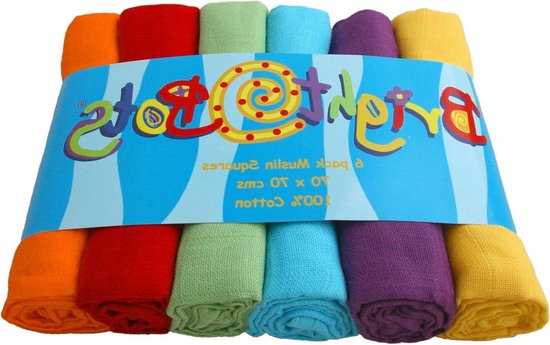 Mousseline Vierkanten - Spuugdoeken Luiers - Babyverzorging Thuis - 100% Katoen Kwaliteit - 70 cm 6 Stuks - Diverse Kleuren