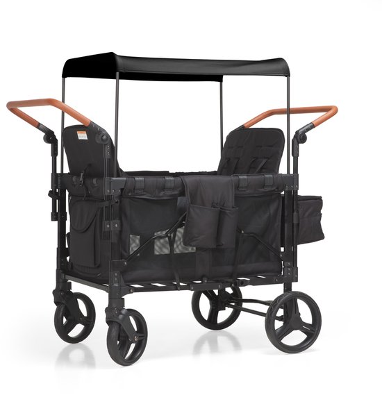 Mr Fold Opvouwbare Kinderwagen – Zwart - Geschikt voor 4 Kinderen – Duurzaam & Ruim Design – Ideaal voor Gezin Uitjes van Merkloos