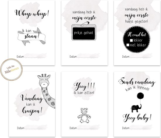 MSTB001 - 12 Mijlpaalkaarten - Milestone kaarten - Mijlpaal - Babykaart - Mijlpaal baby - Babykaarten - Milestone baby cards - babycadeau -kraamcadeau (12 stuks) van Merkloos