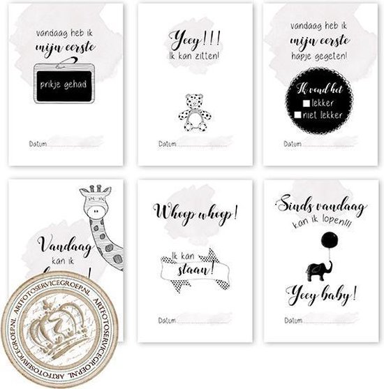 MSTB002 - Mijlpaalkaarten 18 st. - Milestone kaarten - Mijlpaal - Babykaart - Mijlpaal baby - Babykaarten - extended Hello little me -mijlpaalkaarten voor een baby - Baby milestone - Kraamcadeau - Babycadeau van Hello little me