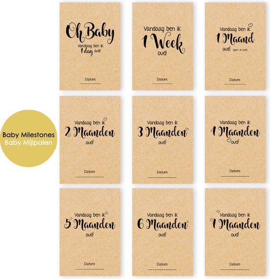 MSTB003 - 24 stuks - Milestone - Mijlpaalkaarten - Babycadeau - Babyshower - Gender Reveal - Babyshower cadeau van Milestone