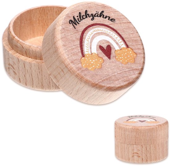 MTTProducts - Tandendoosje - Houten tandendoos - Uniek geschenk - Bruin - Melktanden - Herinneringen bewaren - Geschikt voor kinderen - 5 cm ronde vorm