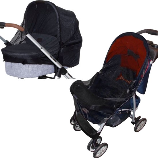 Muggennet kinderwagen & buggy - Muskietennet universeel - Klamboe baby - Insectennet - Bambino zwart van Bambino