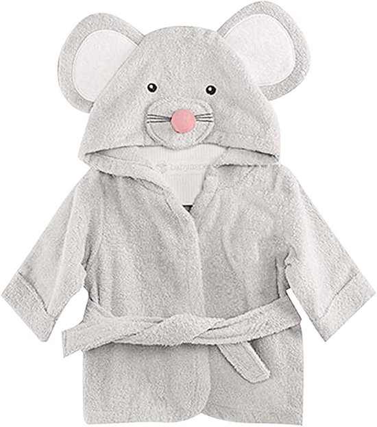 Muizen Baby Badjasje – 100% Katoen – Grijs – 0-12 maanden van Merkloos