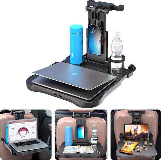 Multifunctionele Auto Tafel - Voor Laptop Achterbank - Autostoel Organizer met Tablet Houder - Computer Stoel -Eettafel Beker hoofdsteun houder- Klaptafel Stand Voor Telefoon & Tablet iPad - cadeau voor kinderen van Merkloos