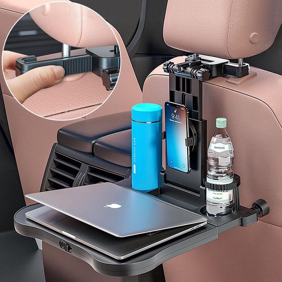 Multifunctionele Auto Tafel Voor Laptop Achterbank Snacks Fast Food Eetbak Drinken Computer Stoel Eettafel Beker hoofdsteun houder Klaptafel Stand Geschikt voor: Telefoon & Tablet iPad van Merkloos