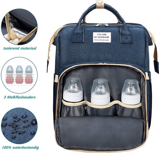 Multifunctionele baby luiertas - met uitschuifbaar bedje- deep blauw van Owowoua-bei