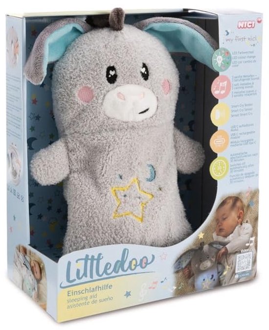 Multifunctionele Baby Slaapknuffel 25 cm Grijs Pluche in Cadeaubox van Merkloos