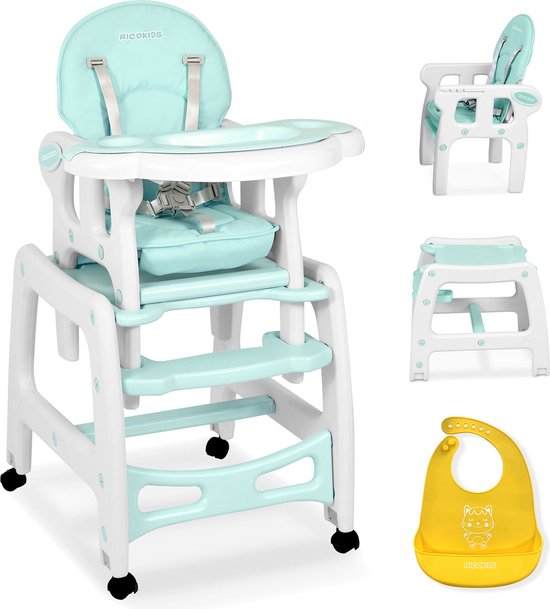 Multifunctionele kinderstoel - 5-in-1 - wit turquoise