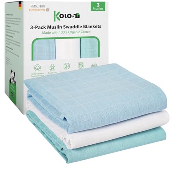 Multifunctionele Musseline Doeken voor Baby's - 3 Stuks, 70 x 70 cm, Zacht en Absorberend, Oeko-Tex® 100 van Evoluon