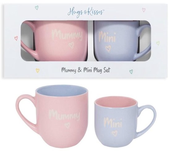 Mummy & Mini Gift Mug Set - kraamcadeau - moederdag - cadeauset bekers voor mama en baby - 36 cl/17,5 cl van Merkloos