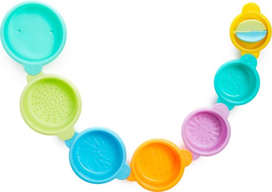 Munchkin Badspeelgoed - Connect A Cup - Vrolijke Badbekertjes - Badspeelgoed voor Jongens en Meisjes - Leerrijk voor Kinderen - Vanaf 9 Maanden - 7 bekertjes voor in bad van Munchkin