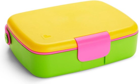 Munchkin Bento Lunch Box - Broodtrommel - Brooddoos voor Kinderen - Inclusief RVS Bestek - Vaatwasserbestendig - Vanaf 18 Maanden - Geel/Groen van Munchkin
