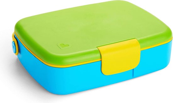 Munchkin Bento Lunch Box - Broodtrommel - Brooddoos voor Kinderen - Inclusief RVS Bestek - Vaatwasserbestendig - Vanaf 18 Maanden - Groen/Blauw van Munchkin