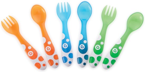 Munchkin Besteksetje voor Baby's - Multi Gekleurd - Vaatwasserbestendig - Per 6 Stuks - Vanaf 3 Maanden van Munchkin