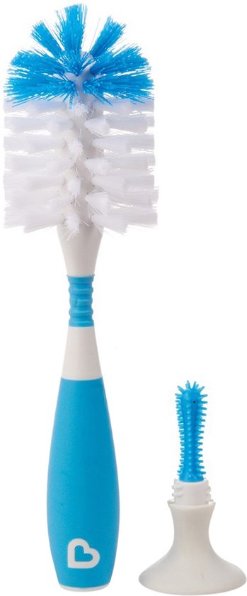 Munchkin Bristle | Flessenborstel | Schoonmaakborstel | Met Zuignap | Voor Flessen en Spenen | Blauw van Munchkin