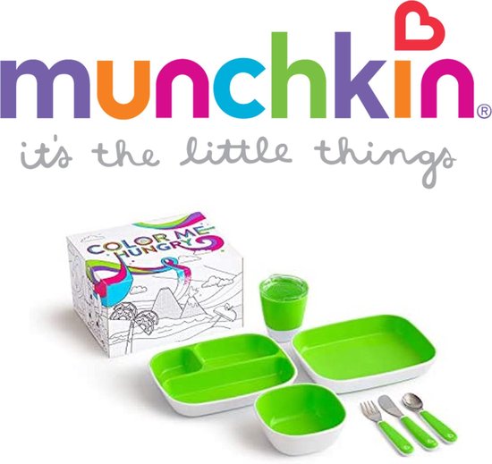 Munchkin Colour Me Hungry Splash Kinderservies - Groen - 7 Delig van Munchkin
