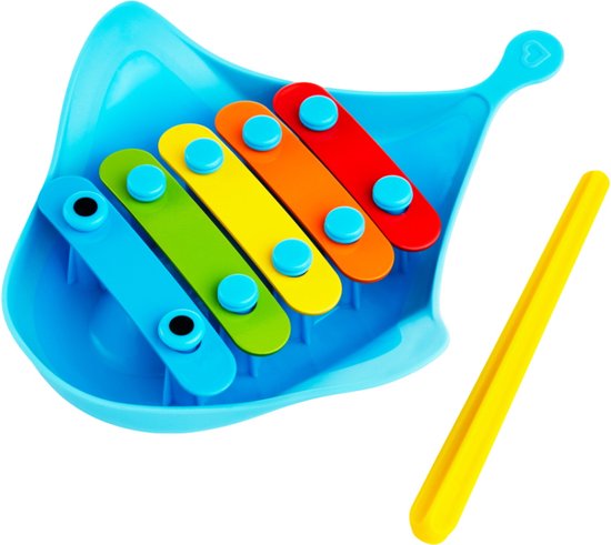 Munchkin -Dingray Xylophone - Muziekinstrument voor in Bad - Xylophone in Rog vorm - Plezier en Leerzaamheid in één - Vanaf 12 Maanden - Inclusief drumstick van Merkloos