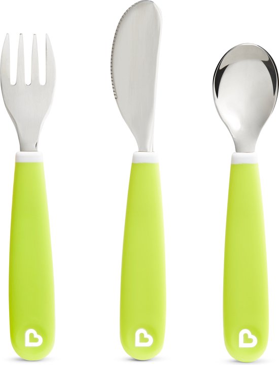 Munchkin kinderbestek - Splash Kleuter Besteksetje - Vork, Mes en Lepel - Set van 3 - Kinderbestekset - Kleur Groen - vanaf 18 maanden van Merkloos
