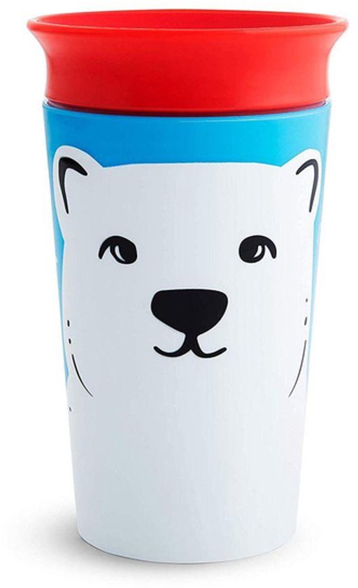 Munchkin Miracle 360 Drinkbeker - WildLove Sippy Cup - Anti-Lek 360° Cup - Oefenbeker voor Baby en Kind - 266ml - IJsbeer Editie van Merkloos