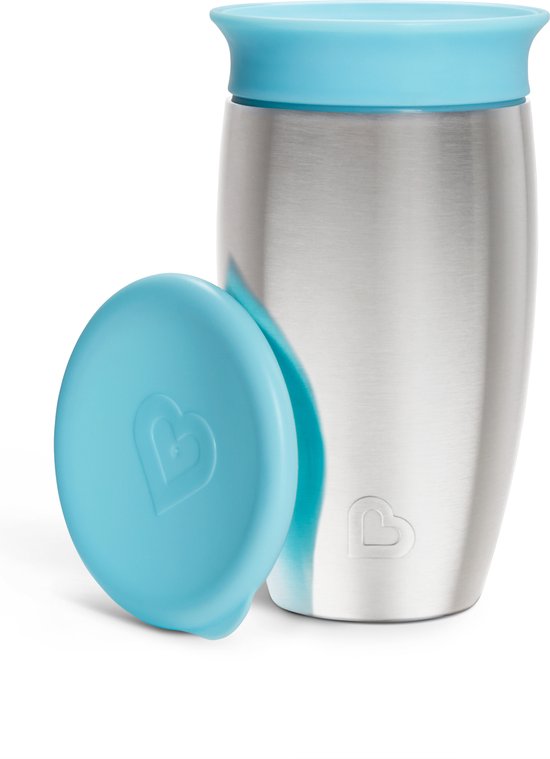 Munchkin Miracle® 360° Roestvrijstalen Sippy Cup - Koelt tot 10 uur - Anti-Lek Drinkbeker - 266ml - Blauw van Munchkin