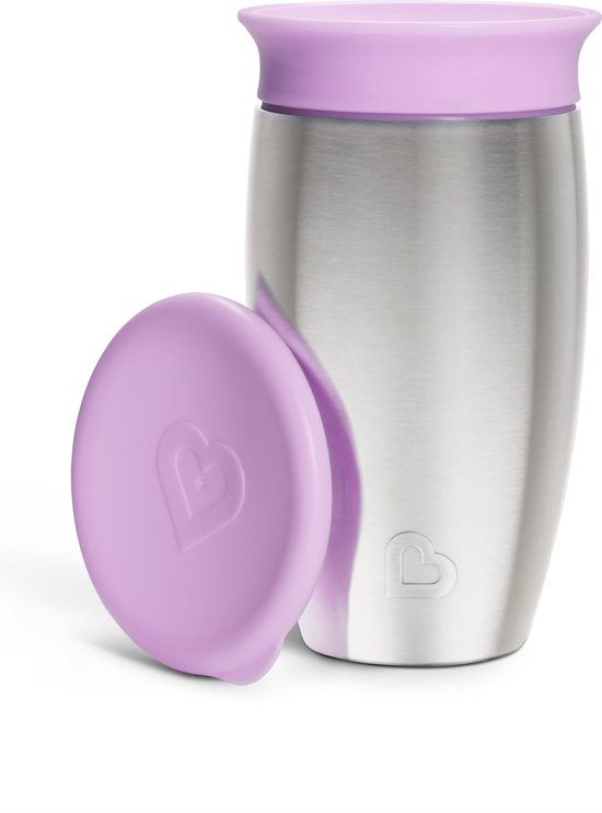Munchkin Miracle® 360° Roestvrijstalen Sippy Cup - Koelt tot 10 uur - Anti-Lek Drinkbeker - 266ml – Paars van Munchkin