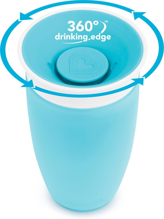 Munchkin Miracle Anti-Lek 360° Drinkbeker - Sippy Cup - Oefenbeker voor Baby en Kind - 296ml - Blauw van Munchkin