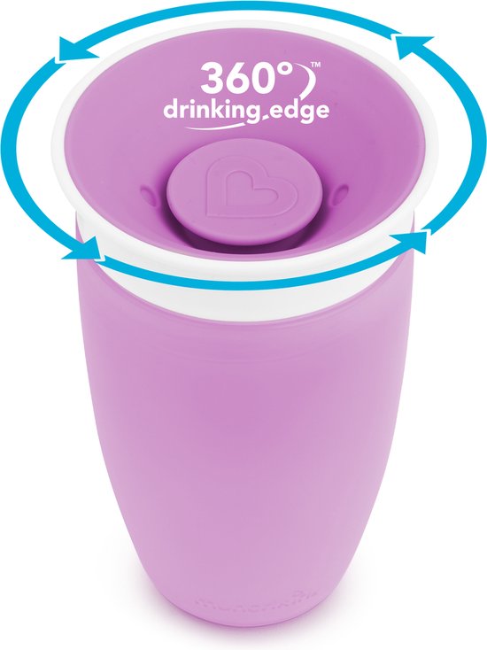 Munchkin Miracle Anti-Lek 360° Drinkbeker - Sippy Cup - Oefenbeker voor Baby en Kind - 296ml - Paars van Munchkin