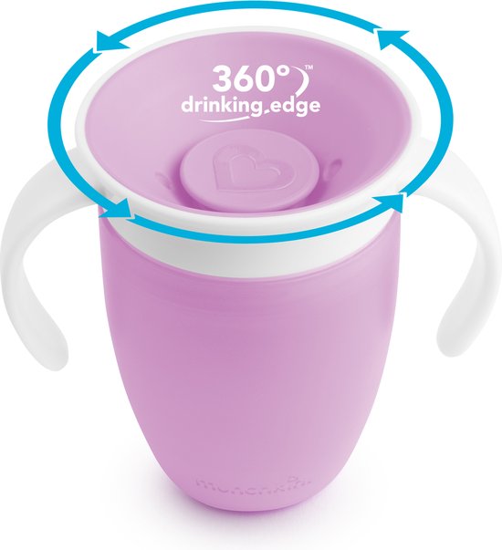 Munchkin Miracle Anti-Lek 360° Drinkbeker - Trainer Cup - Oefenbeker voor Baby en Kind - 207ml - Paars van Munchkin