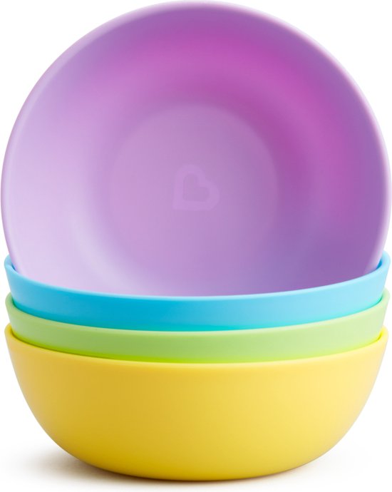 Munchkin Multi Gekleurde Kommetjes voor Kinderen - Vrolijke Kleurtjes - Magnetron- en Vaatwasserbestendig - Per 4 Stuks van Munchkin