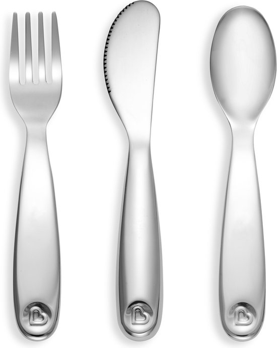 Munchkin Roestvrijstalen Besteksetje voor Kinderen - Vaatwasserbestendig - Set van 3 Stuks - Vanaf 18 maanden van Munchkin