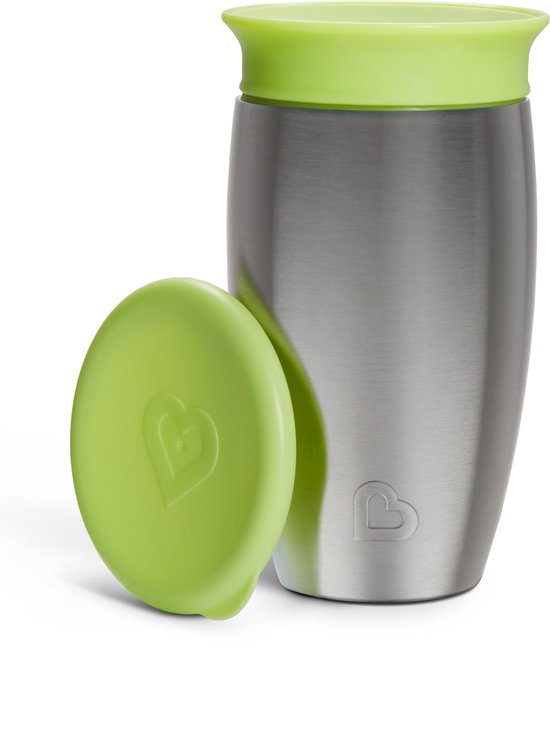 Munchkin Roestvrijstalen Drinkbeker - Miracle® 360° Sippy Cup - Koelt tot 10 uur - Anti-Lek Drinkbeker - 266ml - Groen - Vanaf 12 Maanden van Munchkin