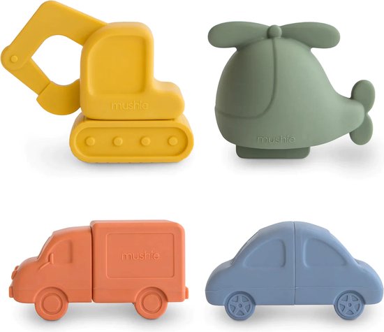 Mushie Badspeelgoed Set 4-Pack - Voertuigen van Mushie