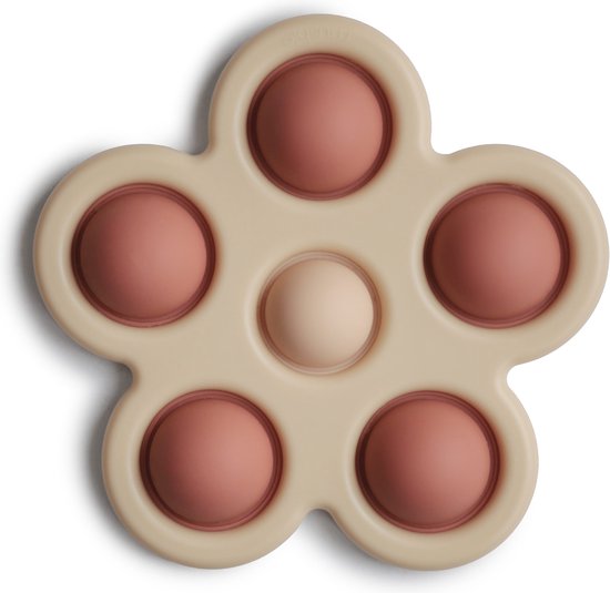Mushie Bijtspeeltje Flower Press Toy | Rose | Pop It van Mushie