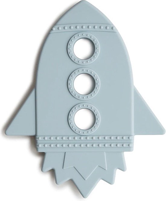 Mushie Bijtspeeltje Raket - Cloud - Food Grade Silicone - Rocket Teether - Bijtspeelgoed van Mushie