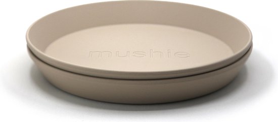Mushie Bord rond - Kleur Vanilla - Set van 2 - Kinderservies van Mushie