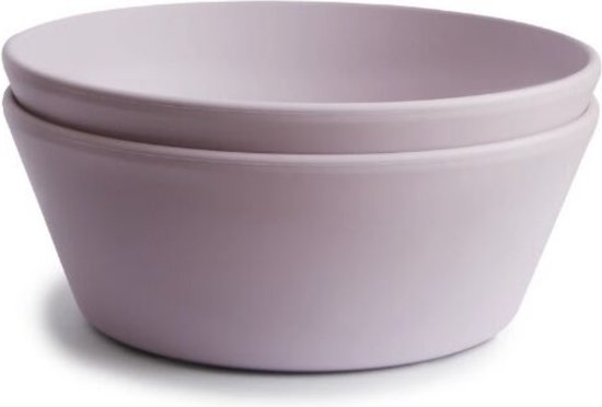 MUSHIE bowl round soft lilac 2-pack - MUSHIE kommetjes - schaaltjes - etenstijd - eten - baby - dreumes - peuter - kleuter - MUSHIE schaaltje - servies - kinderservies - soft lilac - lila van Mushie