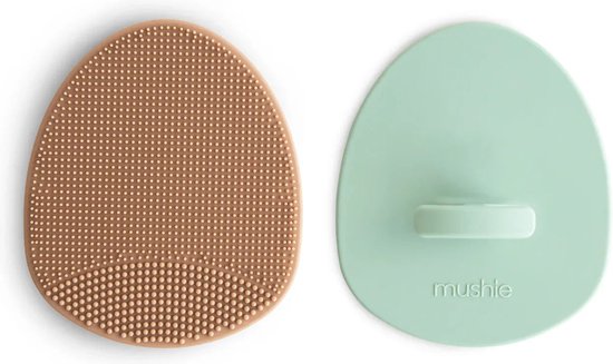 Mushie Cradle Cap Brush 2-pack | Natural / Cambridge Blue