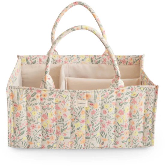 Mushie Diaper Caddy Draagbare Luier Organizer Pastel Blooms van Mushie