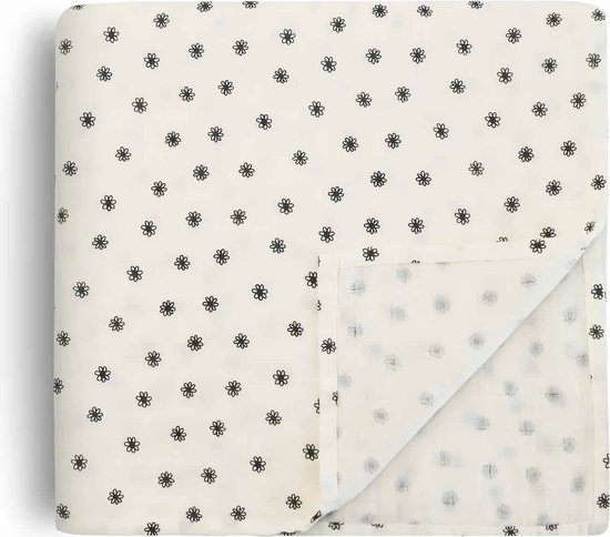 Mushie Hydrofiele Doek XL Swaddle - Black Daisy van Mushie