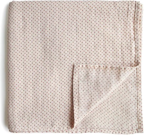 Mushie Hydrofiele Doek XL Swaddle - Caramel Polka Dot van Mushie