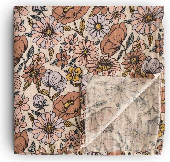 Mushie Hydrofiele Doek XL Swaddle - Retro Flowers van Mushie