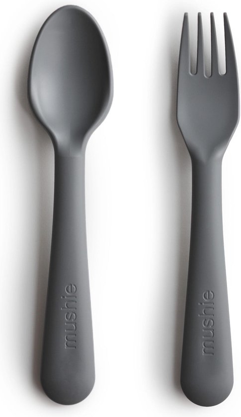 Mushie Kinderbestek Set Lepel en Vork - Smoke van Mushie