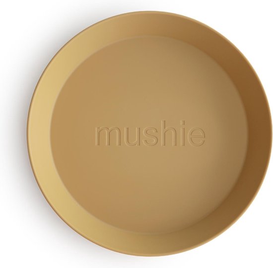 Mushie - Kinderservies Set 2 Borden Rond - Borden - Mosterd van Mushie