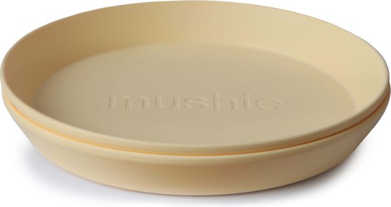 Mushie - Kinderservies Set 2 Borden Rond - Borden - Pale Daffodil van Mushie