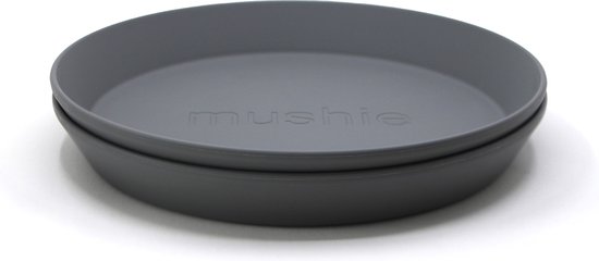 Mushie - Kinderservies Set 2 Borden Rond - Borden - Smoke van Mushie
