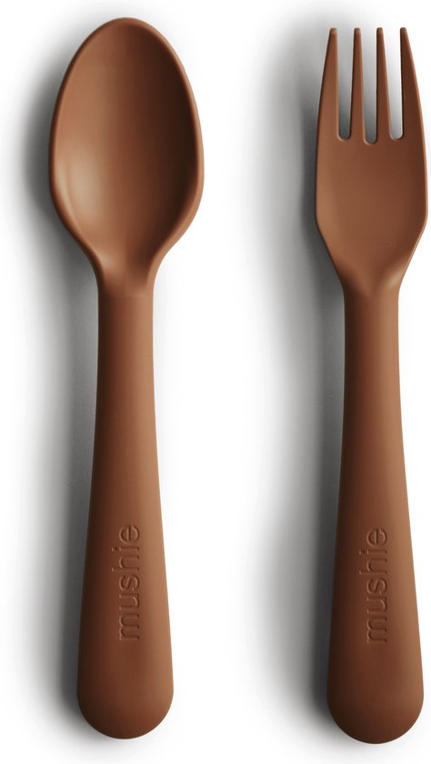 Mushie - Kinderservies Vork & Lepel - Bestek - Caramel van Mushie